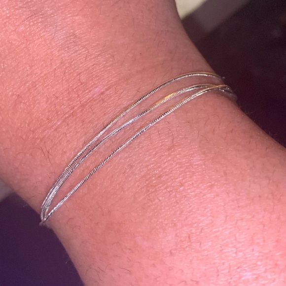 925 Sterling Silver Triple Loop Serpentine Bone Bracelet Wrist & Ankle bracelet - Picture 2 of 15